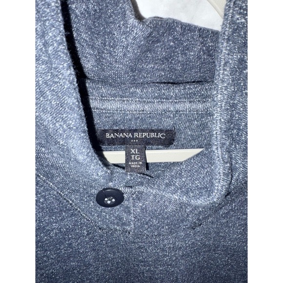 Banana Republic Men's XL Gray Heathered Cowl Neck Button Pullover Sweatshirt - Picture 3 of 6